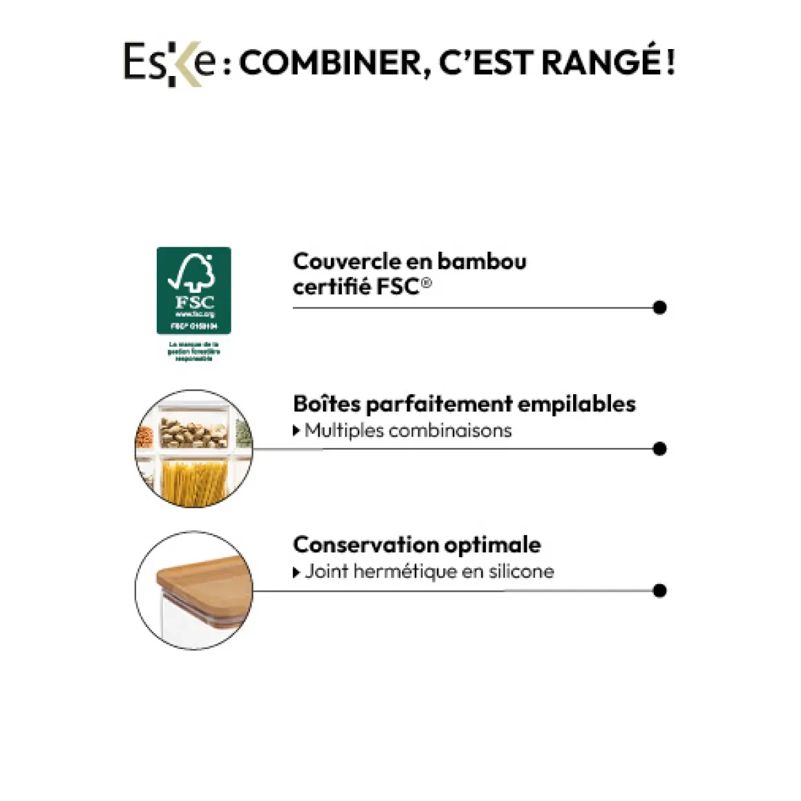 Lot de 4 bocaux de conservation hermétiques 0,5L à 1,5L