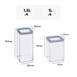 Lot de 8 bocaux de conservation hermétiques 1L et 1,5L