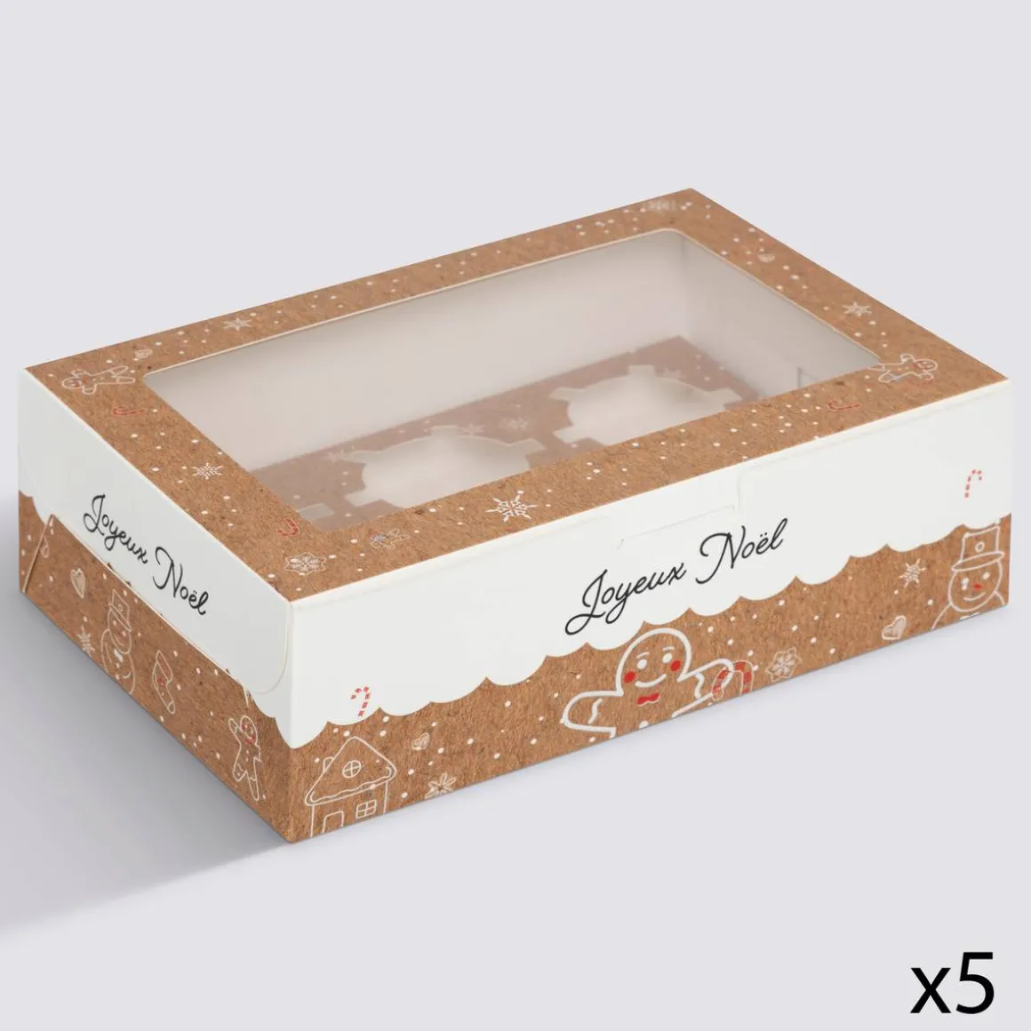 Lot de 5 boîtes à cupcakes, Beige