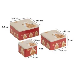 Lot de 3 boîtes de conservation, L.18,8/14,5/10 cm
