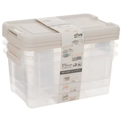 Lot de 3 boîtes de rangement 9L