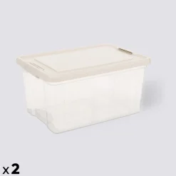 Lot de 2 boîtes de rangement 30L