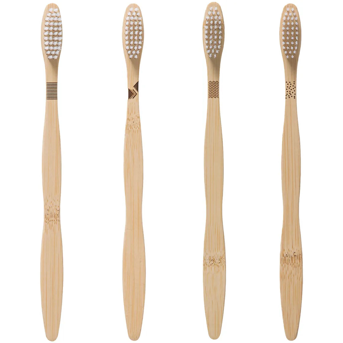 Lot de 4 brosses à dents, Bambou