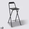 Lot de 2 chaises de bar pliantes, Noir