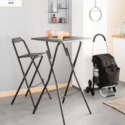 Lot de 2 chaises de bar pliantes, Noir