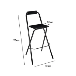 Lot de 2 chaises de bar pliantes, Noir