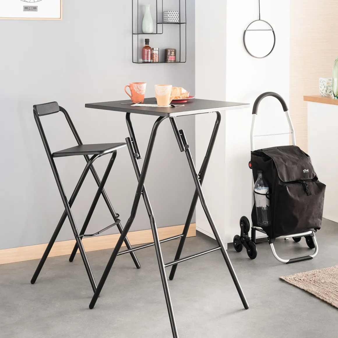 Lot de 2 chaises de bar pliantes, Effet chêne naturel