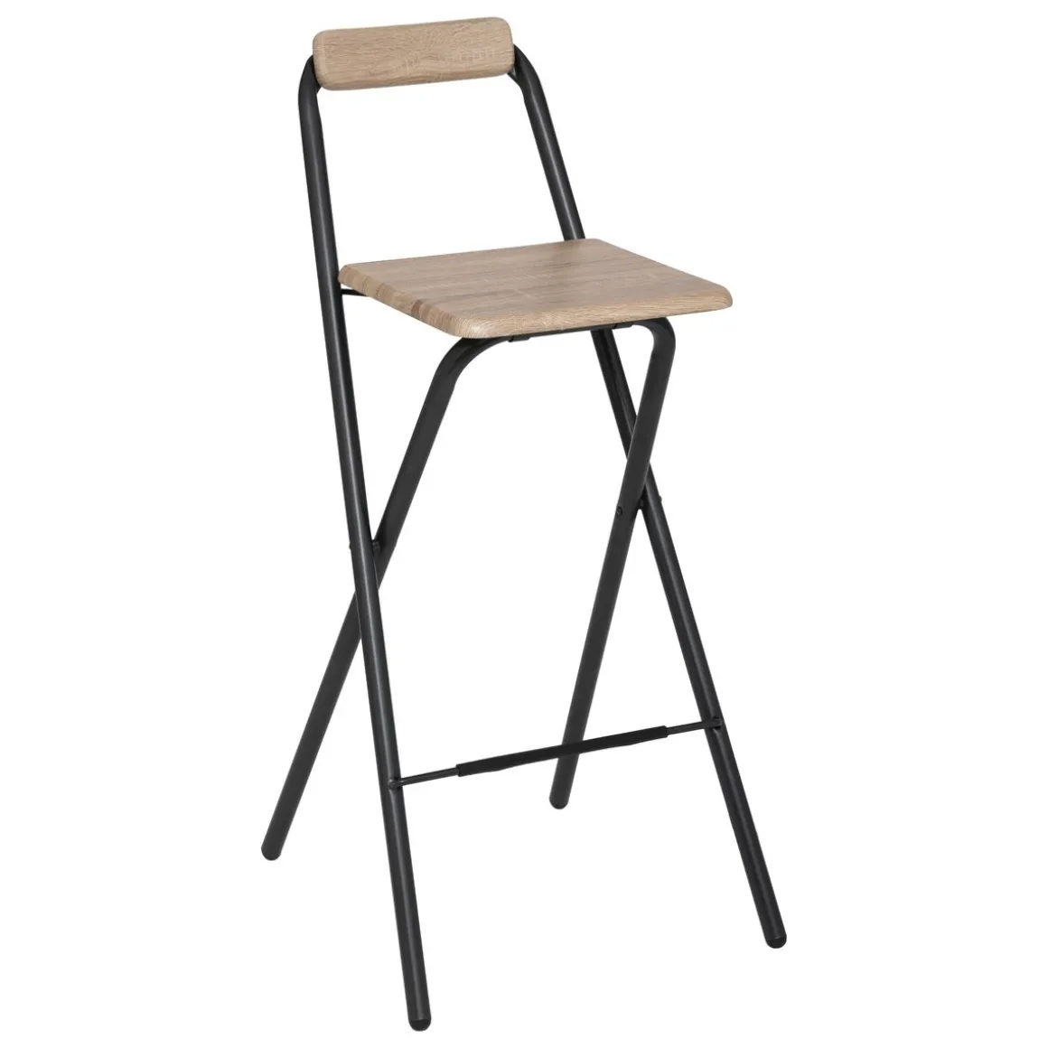 Lot de 2 chaises de bar pliantes, Effet chêne naturel