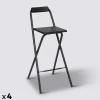 Lot de 4 chaises de bar pliantes, Noir