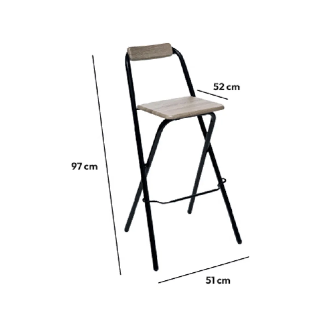 Lot de 4 chaises de bar pliantes, Effet chêne naturel