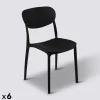 Lot de 6 chaises empilables plastique, Noir