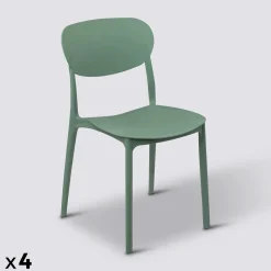 Lot de 4 chaises empilables plastique, Vert