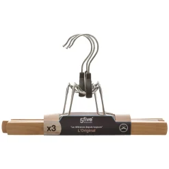 Lot de 3 cintres à pinces bois