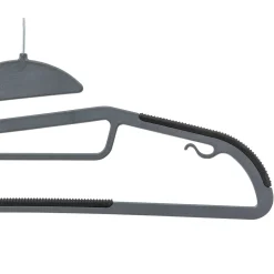 Lot de 8 cintres antidérapants avec encoches, Gris