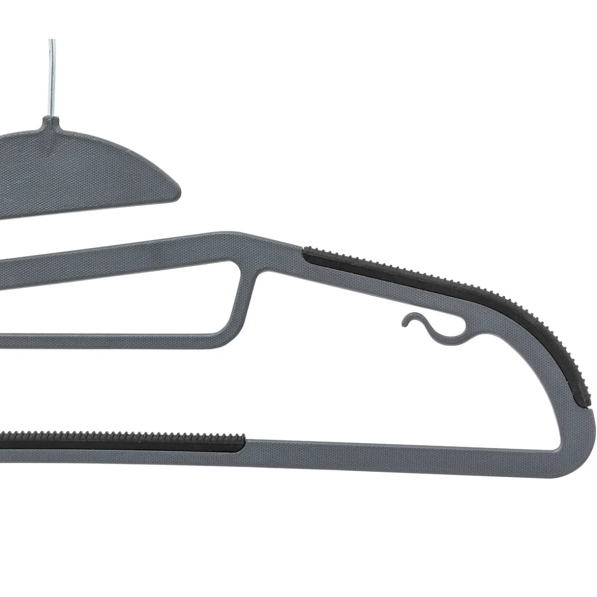Lot de 8 cintres antidérapants avec encoches, Gris