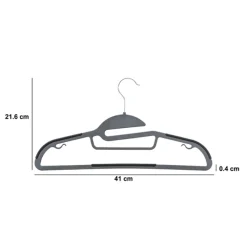 Lot de 8 cintres antidérapants avec encoches, Gris