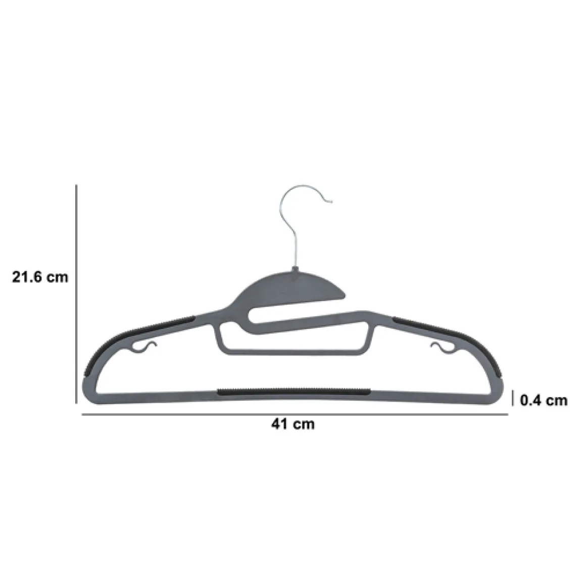 Lot de 8 cintres antidérapants avec encoches, Gris