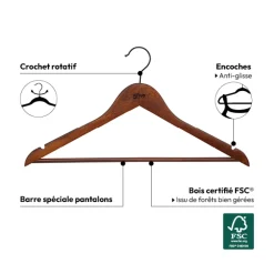 Lot de 2 cintres, Bois foncé