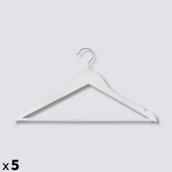 Lot de 5 cintres en bois, Blanc