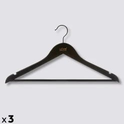 Lot de 3 cintres en bois, Noir
