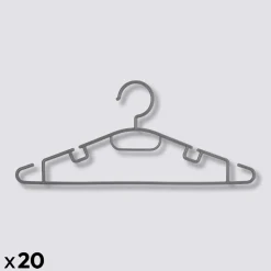 Lot de 20 cintres en plastique, Gris