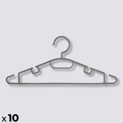 Lot de 10 cintres en plastique, Gris