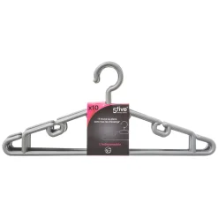Lot de 10 cintres en plastique, Gris