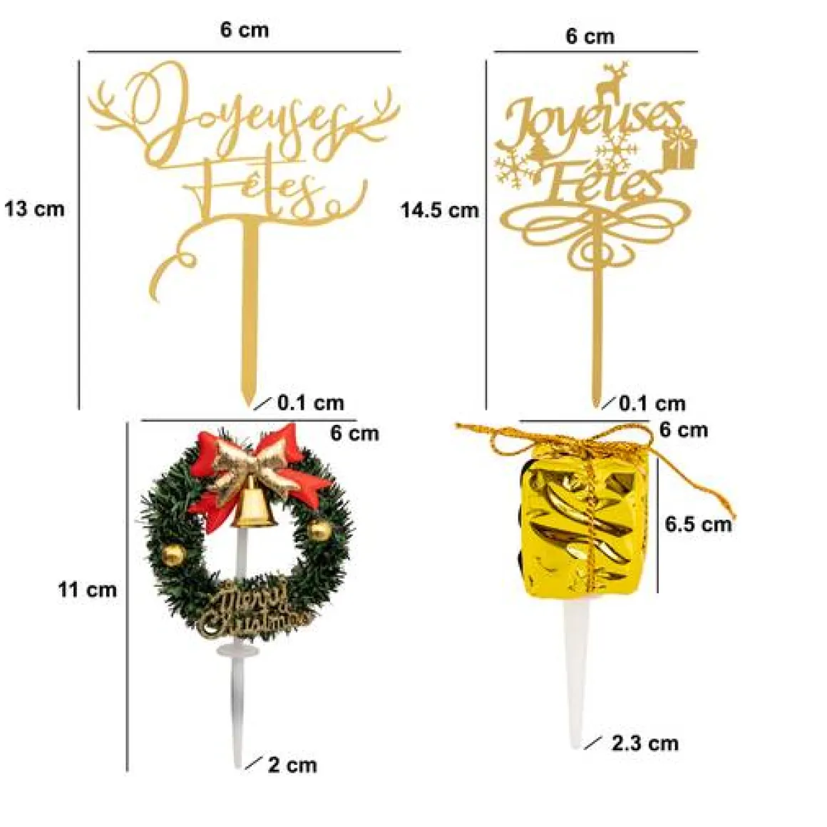 Lot de 4 décorations pâtisserie