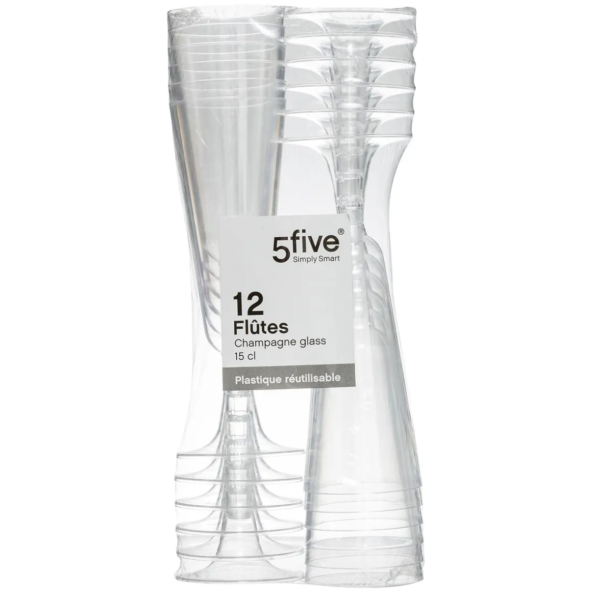 Lot de 12 flûtes à champagne, plastique