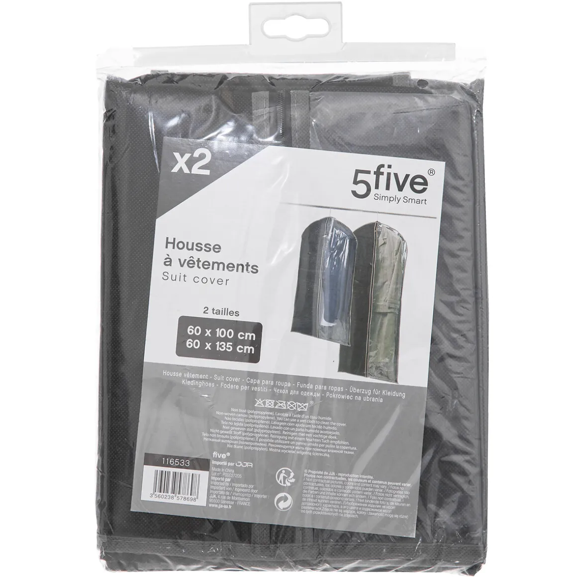Lot de 2 housses vêtements grand modèle, Noir