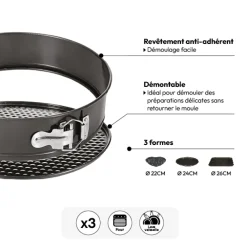 Lot de 3 moules démontables assortis