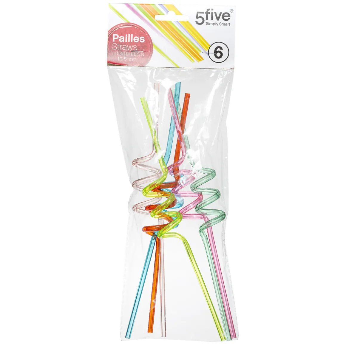 Lot de 6 pailles colorées