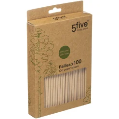 Lot de 100 pailles en papier kraft