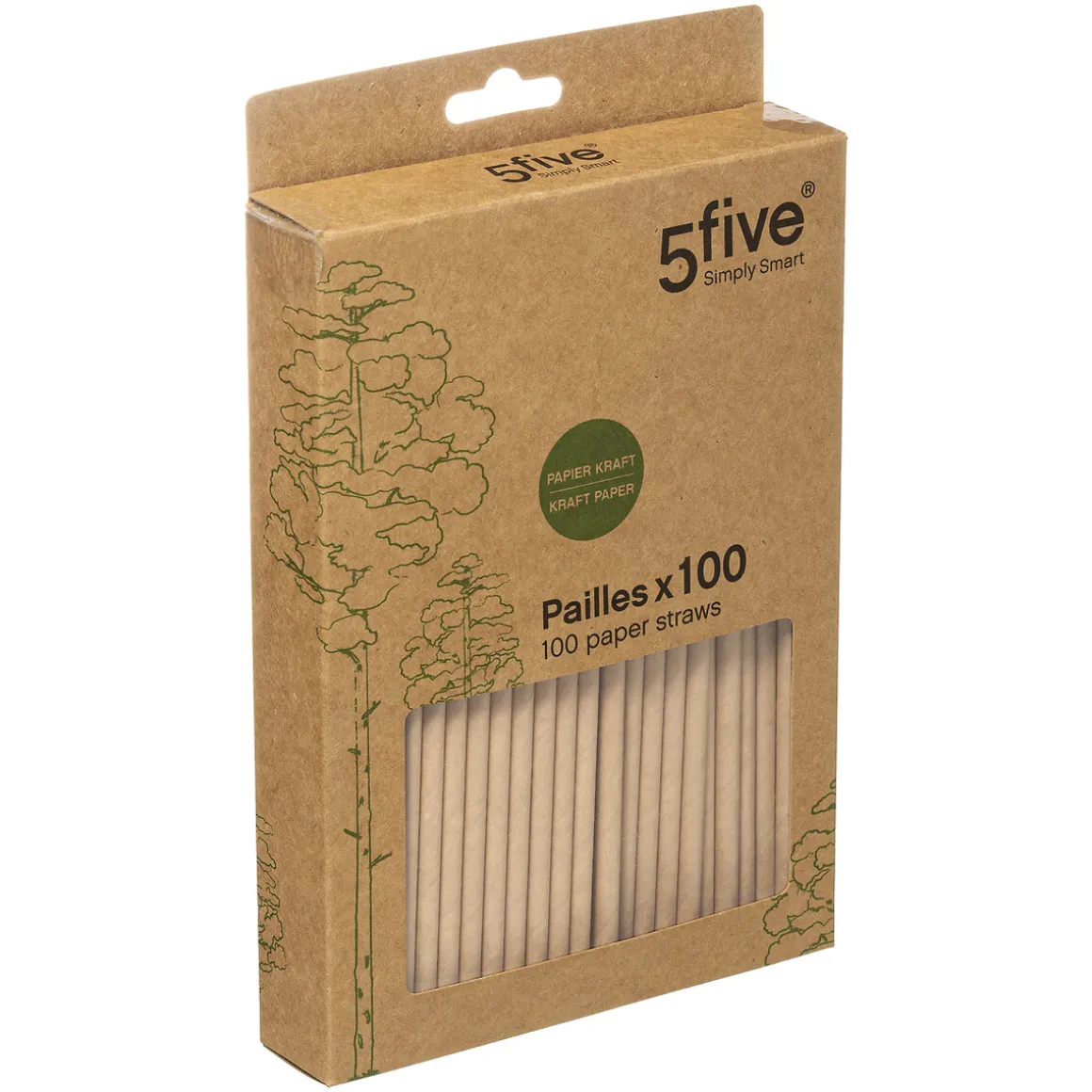 Lot de 100 pailles en papier kraft
