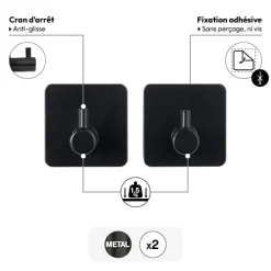 Lot de 2 patères adhésives 1 tête