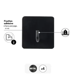 Lot de 4 patères adhésives 1 tête