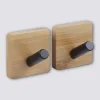 Lot de 2 patères adhésives 1 tête métal et bambou