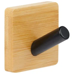 Lot de 2 patères adhésives 1 tête métal et bambou