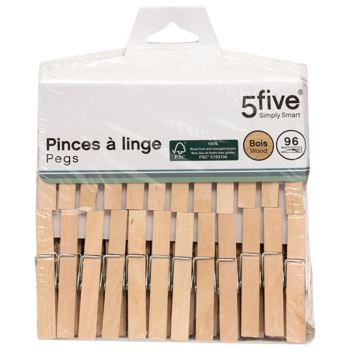 Lot de 96 pinces à linge, Bois