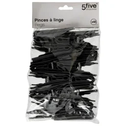 Lot de 48 pinces à linge, Noir