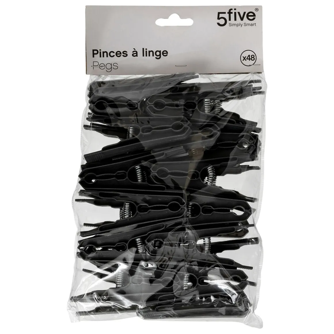 Lot de 48 pinces à linge, Noir