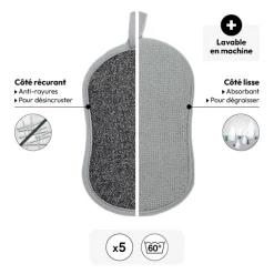 Lot de 5 éponges microfibre gratantes