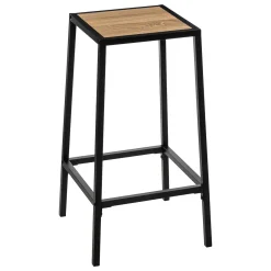 Lot de 2 tabourets bar, Effet chêne naturel