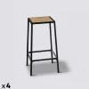 Lot de 4 tabourets bar, Effet chêne naturel