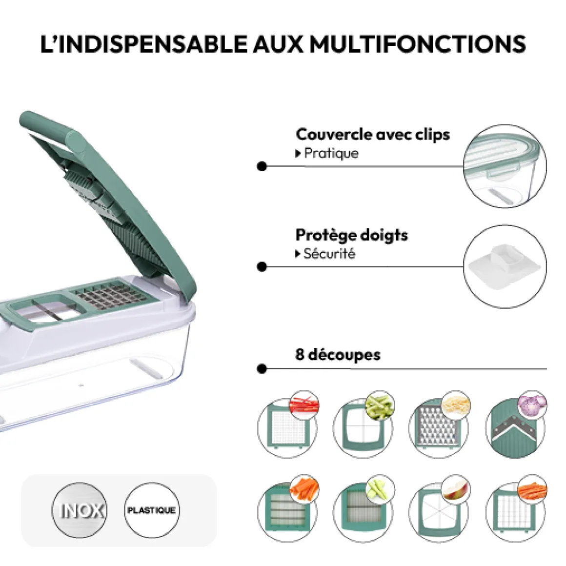 Mandoline multi-découpe 10 pièces