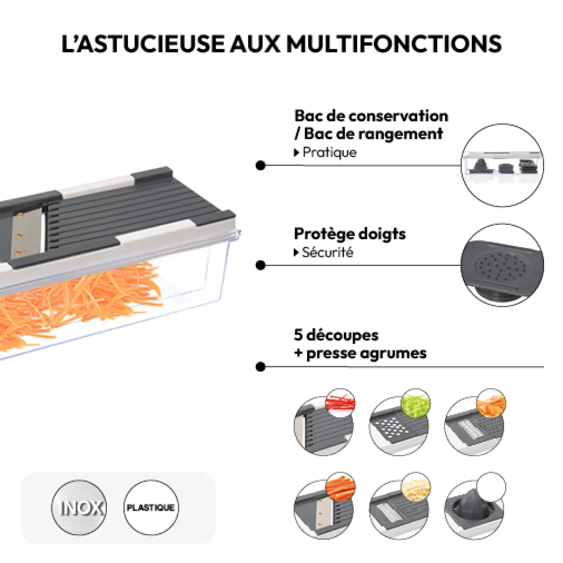 Mandoline multidécoupe 11 pièces