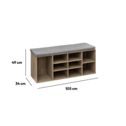 Meuble banc à chaussures x8, Effet chêne naturel