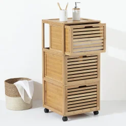 Meuble colonne 3 tiroirs, Bambou