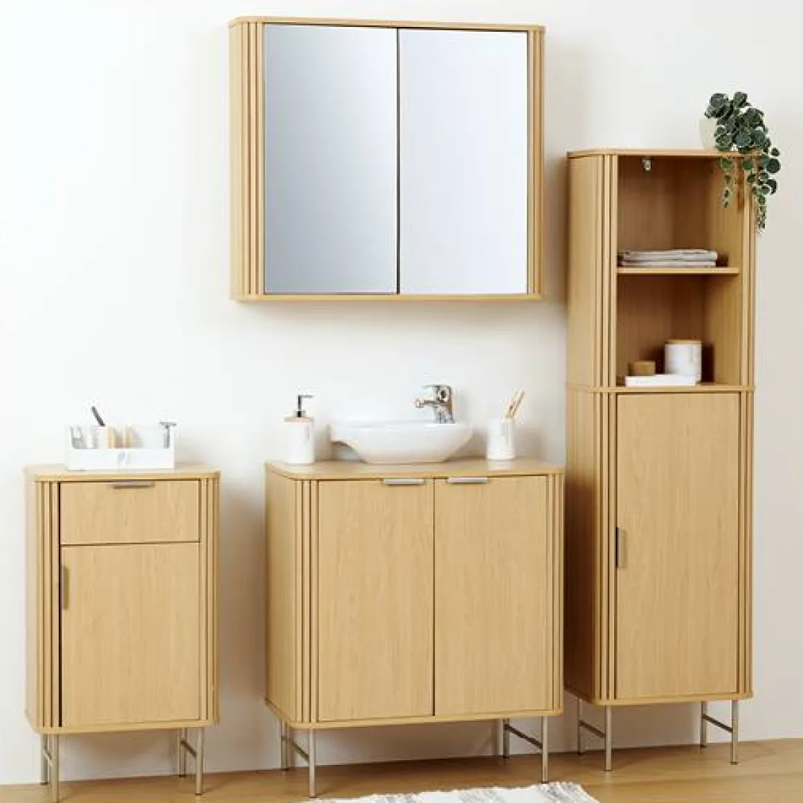 Meuble de salle de bain, l.80 cm, Beige