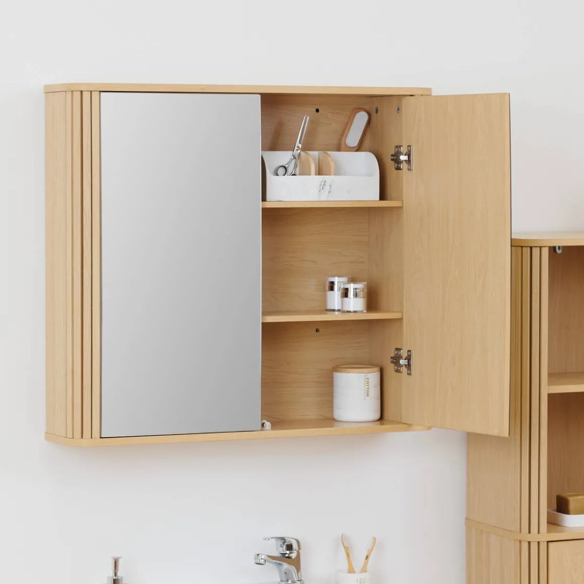 Meuble de salle de bain, l.80 cm, Beige
